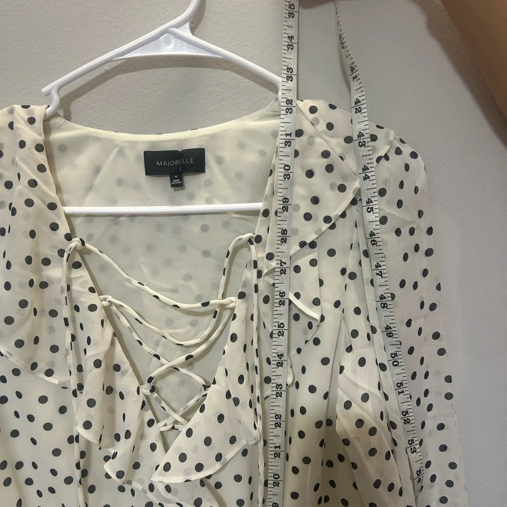 MAJORELLE cream and Black Polka Dot Mini Dress 0205 B-1 - Picture 11 of 15